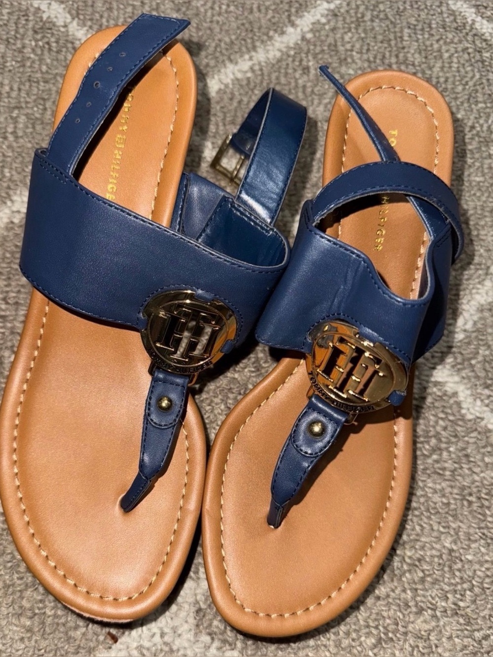 Tommy Hilfiger Women's Blue and Tan Sandals